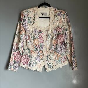 Vintage NAH NAH Women's 16 Floral Lace Blouse Southern Tea Party Cottagecore 90s